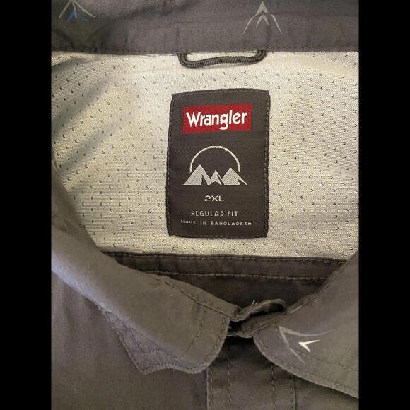 Wrangler Regular Fit Aztec Print Button-Up Grey Pockets Sz 2X XXL Men’s Shirt - Picture 4 of 7